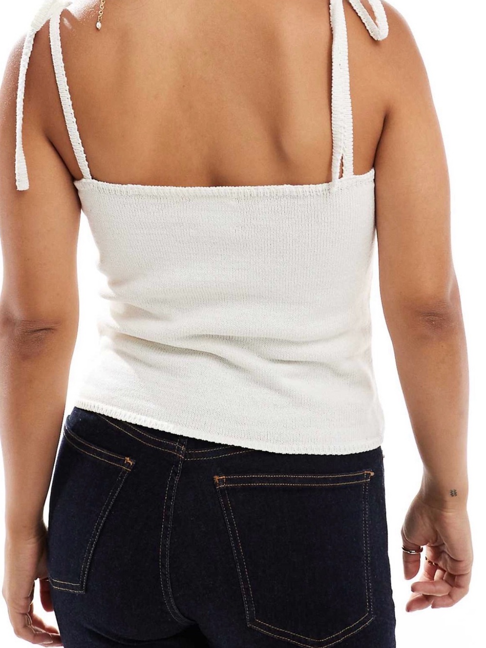 ASOS White Tie-Strap Tank Top with Red Strawberry Embroidery - Picture 2 of 6